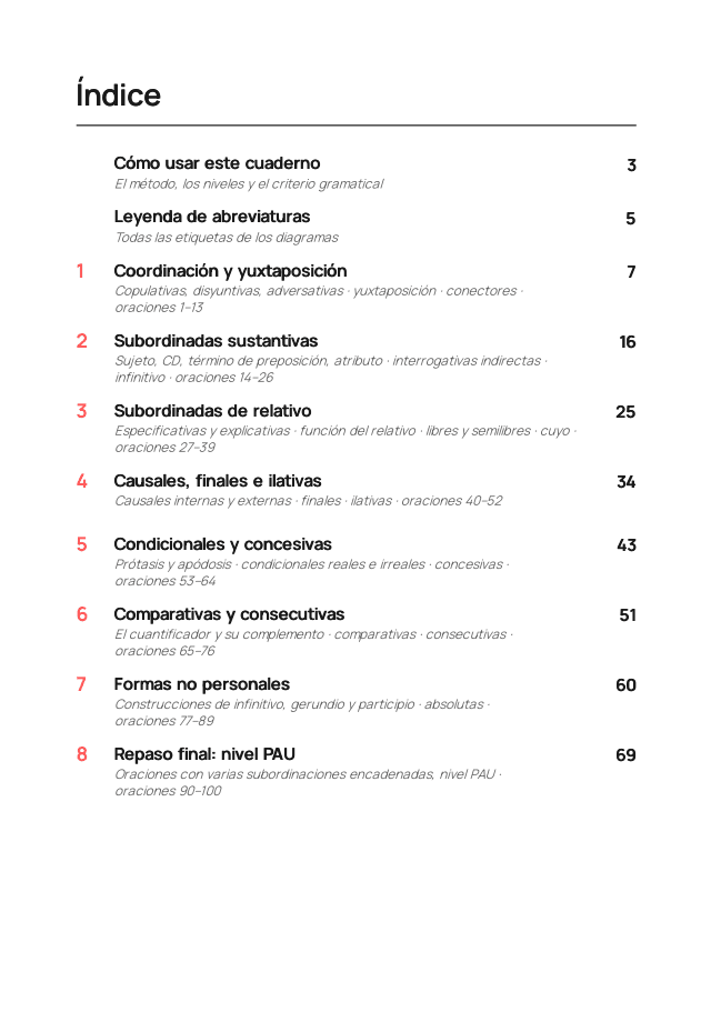 Cuaderno de ejercicios: la oración compuesta: página de muestra 1