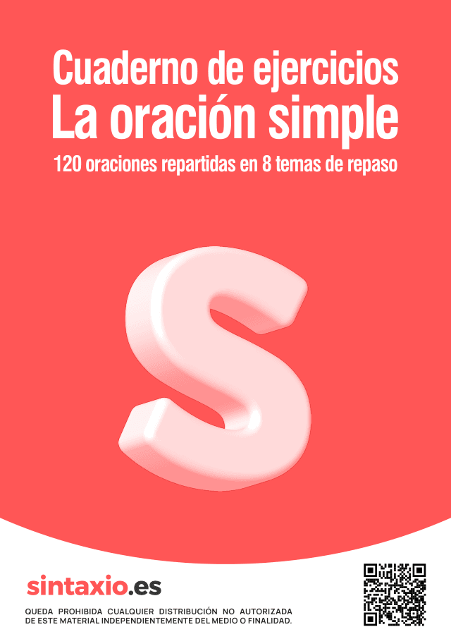 Portada del Cuaderno de ejercicios: la oración simple de Sintaxio