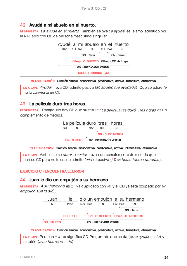 Cuaderno de ejercicios: la oración simple: página de muestra 2