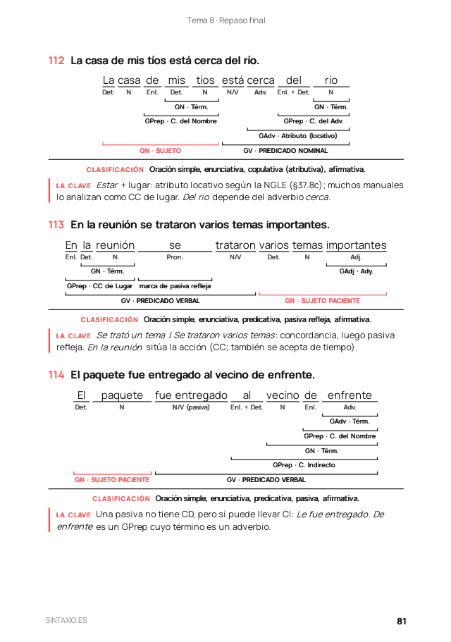 Cuaderno de ejercicios: la oración simple: página de muestra 3